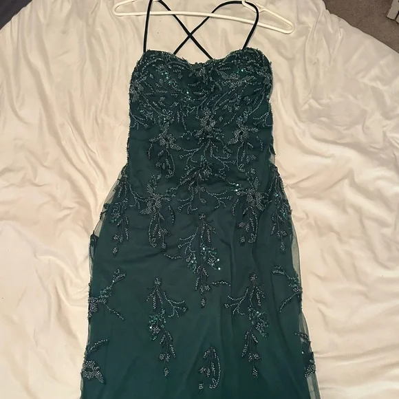 Faviana Glamour S10634 Sleeveless Lace Appliquéd Gown - Hunter Green